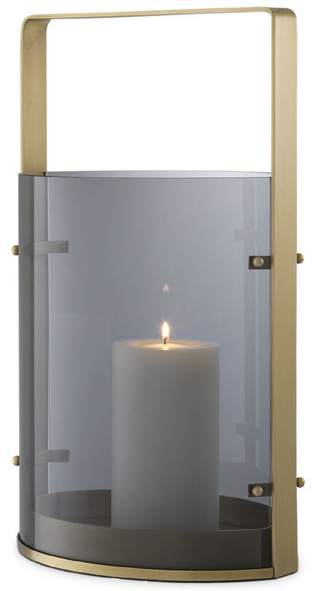 Casa Padrino portacandele di lusso ottone antico / grigio 29,5 x 21 x A. 50 cm - Accessori Gastronomia - Qualità di Lusso

