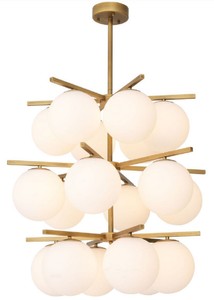 Casa Padrino lustre de luxe laiton antique / blanc Ø 68 x H. 80 cm - Lustre moderne en métal avec abat-jour en verre rond - Collection de Luxe