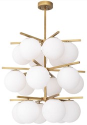 Casa Padrino lustre de luxe laiton antique / blanc Ø 68 x H. 80 cm - Lustre moderne en métal avec abat-jour en verre rond - Collection de Luxe