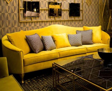 Luxus Barock Samt Wohnzimmer Sofa Gelb Gold Luxury Baroque Velvet Living Room Sofa Yellow Gold