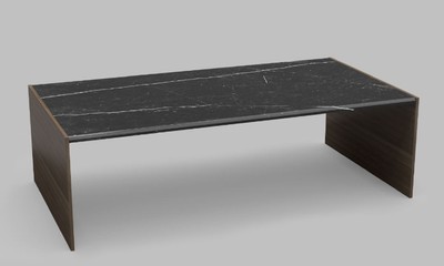 Casa Padrino mesa de centro de lujo marrón / negro 132 x 72 x A. 40 cm - Mesa de salón moderna rectangular de madera maciza con encimera de mármol - Muebles de Lujo