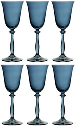 Casa Padrino luxury baroque white wine glass set of 6 blue Ø 8.5 x H. 21 cm - Handmade wine glasses - Hotel & Restaurant Accessories - Luxury Quality