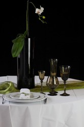 Casa Padrino luxury baroque white wine glass set of 6 amber Ø 8.5 x H. 21 cm - Handmade wine glasses - Hotel & Restaurant Accessories - Luxury Quality