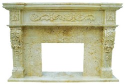 Casa Padrino marco de chimenea barroco de lujo amarillo 150 x 30 x A. 120 cm - Marco de chimenea hecho a mano de mármol de alta calidad - Accesorios de decoración de chimeneas - Muebles de mármol barroco