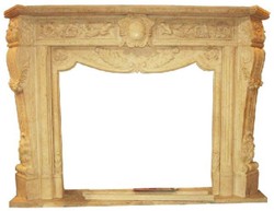 Prunkvolle Luxus Barock Marmor Kaminumrandung Beige Magnificent Luxury Baroque Marble Fireplace Surround Beige