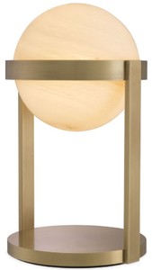 Casa Padrino luxury table lamp antique brass / white Ø 22 x H. 38 cm - Desk lamp with round glass lampshade - Luxury Lights