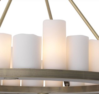 Casa Padrino Luxus LED Kronleuchter Messingfarben / Weiß Ø 90 x H. 65 cm - Moderner runder Kronleuchter mit Fernbedienung - Luxus Qualität