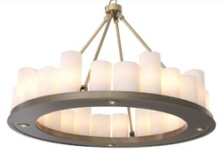 Casa Padrino lustre LED de luxe laiton / blanc Ø 90 x H. 65 cm - Lustre rond moderne avec télécommande - Qualité de Luxe