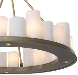 Casa Padrino lustre LED de luxe laiton / blanc Ø 90 x H. 65 cm - Lustre rond moderne avec télécommande - Qualité de Luxe
