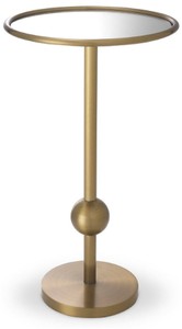 Casa Padrino mesa auxiliar de lujo latón Ø 26 x A. 45,5 cm - Mesa redonda de acero inoxidable con cristal espejo - Muebles de salón de lujo