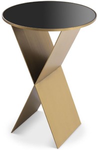 Casa Padrino mesa auxiliar de lujo latón / negro Ø 50 x A. 70 cm - Mesa redonda de acero inoxidable con tapa de vidrio - Muebles de salón - Colección de Lujo