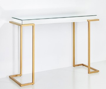 Casa Padrino Luxus Konsole Bronzefarben 116 x 39 x H. 79 cm - Verspiegelter Konsolentisch mit Metallbeinen - Luxus Möbel