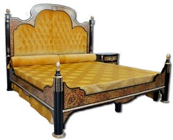 Prunkvolles Luxus Barock Boulle Bett Doppelbett Schwarz Rot Gold Silber Magnificent Luxury Baroque Boulle Bed Double Bed Black Red Gold Silver