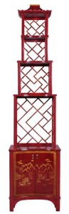 Casa Padrino Etagere de Lujo Estilo Chino Rojo / Oro 54 x 37 x A. 219 cm - Accesorios de Hotel y Restaurante