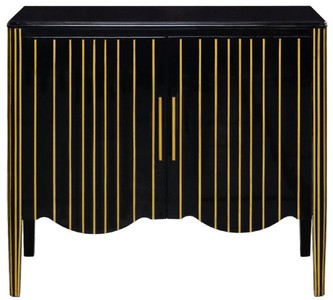 Casa Padrino luxury Art Deco sideboard black / gold 100 x 50 x H. 90 cm - Noble solid wood cabinet with 2 doors - Art Deco Living Room Furniture