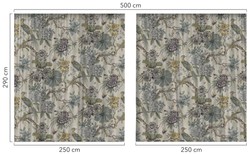 Casa Padrino luxury curtain set flowers & birds light beige / multicolor 250 x H. 290 cm - Printed linen & velvet curtains - Eyelet curtains - Sliding curtains - Living Room Bedroom Curtains
