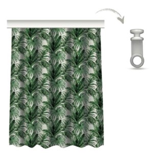 Casa Padrino Luxus Vorhang Set Palmenblätter Weiß / Grün 250 x H. 290 cm - Bedruckte Leinen & Samt Vorhänge - Ösenvorhänge - Schiebevorhänge - Luxus Kollektion