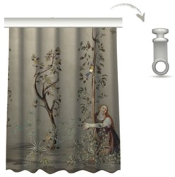 Bedrucktes Luxus Designer Vorhänge Gardinen Set Frauen im Garten Grau Mehrfarbig Printed Luxury Designer Curtains Curtain Set Women in Garden Gray Multicolor