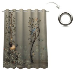 Bedrucktes Luxus Designer Vorhänge Gardinen Set Frauen im Garten Grau Mehrfarbig Printed Luxury Designer Curtains Curtain Set Women in Garden Gray Multicolor