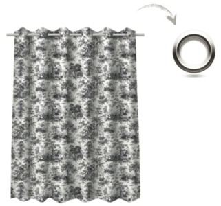 Casa Padrino Luxus Vorhang Set Dschungel Weiß / Schwarz 250 x H. 290 cm - Bedruckte Leinen & Samt Vorhänge - Ösenvorhänge - Schiebevorhänge - Wohnzimmer Schlafzimmer Vorhänge