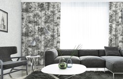 Casa Padrino luxury curtain set jungle white / black 250 x H. 290 cm - Printed linen & velvet curtains - Eyelet curtains - Sliding curtains - Living Room Bedroom Curtains