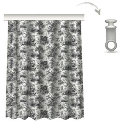 Casa Padrino luxury curtain set jungle white / black 250 x H. 290 cm - Printed linen & velvet curtains - Eyelet curtains - Sliding curtains - Living Room Bedroom Curtains