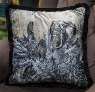 Luxus Designer Deko Kissen mit Fransen Afrika Beige Schwarz Weiß Luxury Designer Decorative Pillow with Fringes Africa Design Beige Black White