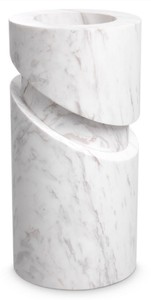 Casa Padrino objeto de decoración de mármol de lujo blanco Ø 18 x A. 36 cm - Decoración de salón - Decoración de escritorio - Accesorios de decoración de mármol de lujo