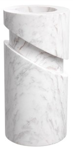 Casa Padrino Luxus Marmor Deko Objekt Weiß Ø 18 x H. 36 cm - Wohnzimmer Deko - Schreibtisch Deko - Luxus Marmor Deko Accessoires