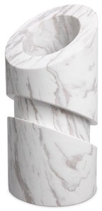 Casa Padrino objeto de decoración de mármol de lujo blanco Ø 18 x A. 36 cm - Decoración de salón - Decoración de escritorio - Accesorios de Decoración de Mármol - Colección de Lujo 