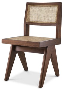 Casa Padrino sedia da pranzo di lusso marrone / naturale 44 x 54 x A. 85,5 cm - Sedia in legno massello con rattan - Mobili per sala da pranzo di lusso