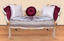 Barock Antik Stil Massivholz Sitzbank mit Blumenmuster Baroque Antique Style Solid Wood Bench with Floral Pattern 