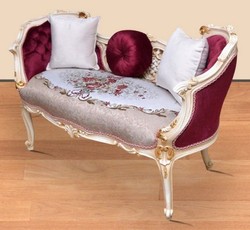 Barock Antik Stil Massivholz Sitzbank mit Blumenmuster Baroque Antique Style Solid Wood Bench with Floral Pattern 