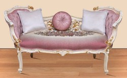 Casa Padrino banc baroque rose / multicolore / blanc / or 150 x 55 x H. 80 cm - Magnifique banc en bois massif avec motif floral noble - Mobilier Baroque