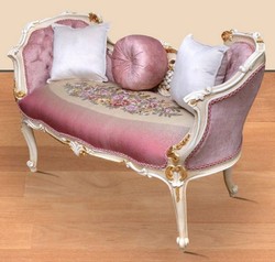 Casa Padrino banc baroque rose / multicolore / blanc / or 150 x 55 x H. 80 cm - Magnifique banc en bois massif avec motif floral noble - Mobilier Baroque