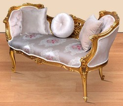 Casa Padrino panca barocco argento / rosa / oro 150 x 55 x A. 80 cm - Magnifica panca in legno massello con motivo floreale nobile - Mobili Barocchi