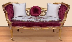 Casa Padrino baroque bench purple / white / gold 150 x 55 x H. 80 cm - Magnificent solid wood bench with noble flower pattern - Furniture in baroque style
