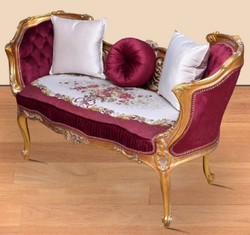 Casa Padrino baroque bench purple / white / gold 150 x 55 x H. 80 cm - Magnificent solid wood bench with noble flower pattern - Furniture in baroque style