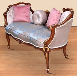 Casa Padrino baroque bench blue / beige / brown / gold 150 x 55 x H. 80 cm - Magnificent solid wood bench with noble flower pattern - Furniture in baroque style 