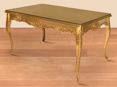 Casa Padrino tavolo da pranzo barocco oro 200 x 100 x A. 90 cm - Tavolo da cucina in legno massello con piano in vetro - Mobili sala da pranzo barocco