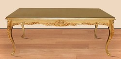 Casa Padrino mesa de comedor barroco oro 200 x 100 x A. 90 cm - Mesa de cocina de madera maciza con tapa de vidrio - Muebles de comedor barrocos