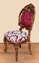 Casa Padrino chaise de salle à manger baroque bordeaux rouge / crème / marron / or 60 x 50 x H. 120 cm - Magnifique chaise de cuisine en bois massif avec motif noble - Mobilier de salle à manger baroque