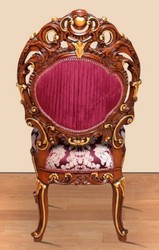 Casa Padrino chaise de salle à manger baroque bordeaux rouge / crème / marron / or 60 x 50 x H. 120 cm - Magnifique chaise de cuisine en bois massif avec motif noble - Mobilier de salle à manger baroque