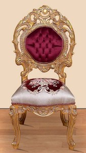Casa Padrino chaise de salle à manger baroque bordeaux rouge / argent / or 60 x 50 x H. 120 cm - Magnifique chaise de cuisine en bois massif avec motif noble - Mobilier de salle à manger baroque