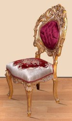Casa Padrino chaise de salle à manger baroque bordeaux rouge / argent / or 60 x 50 x H. 120 cm - Magnifique chaise de cuisine en bois massif avec motif noble - Mobilier de salle à manger baroque