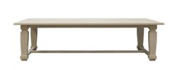 Handgefertigter Luxus Landhausstil Massivholz Esstisch Hellgrau Handcrafted Luxury Country Style Solid Wood Dining Table Light Gray 