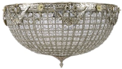 Casa Padrino lampada di copertura barocco argento Ø 60 x A. 30 cm - Lampadario a soffitto magnifico - Luci Barocche