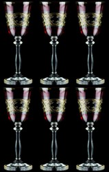 Casa Padrino conjunto de 6 vasos de licor barroco de lujo rojo burdeos / oro Ø 5,5 x A. 17 cm - Vasos de licor hechos y pintados a mano - Accesorios para Hoteles y Restaurantes - Calidad de Lujo