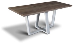 Casa Padrino tavolo da pranzo di lusso in legno massello con gambe in acciaio - Diversi Colori e Dimensioni - Tavolo da cucina in stile rustico - Mobili per sala da pranzo rustici in legno massello