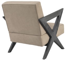 Casa Padrino poltrona di lusso in vera pelle beige / nero 63 x 79 x A. 76 cm - Poltrona da soggiorno con pregiata pelle di bufalo - Mobili di Lusso